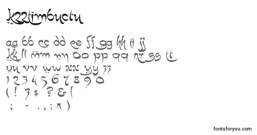 Czcionka K22Timbuctu (61858) – alfabet, cyfry, specjalne znaki