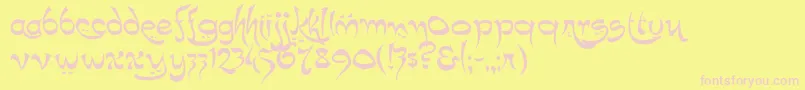 K22Timbuctu Font – Pink Fonts on Yellow Background