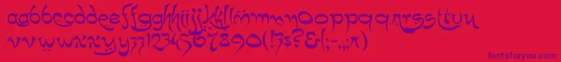 K22Timbuctu Font – Purple Fonts on Red Background