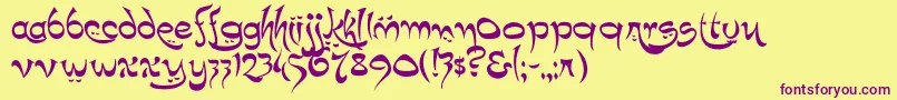 K22Timbuctu Font – Purple Fonts on Yellow Background