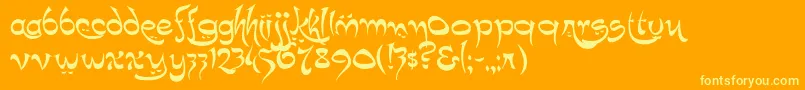 K22Timbuctu Font – Yellow Fonts on Orange Background