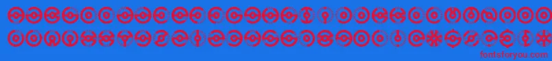 NucleusBrk-Schriftart – Rote Schriften auf blauem Hintergrund