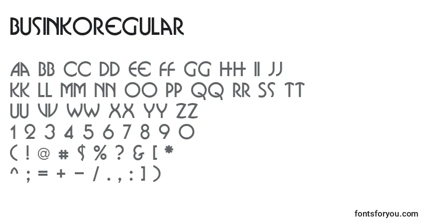 Czcionka BusinkoRegular – alfabet, cyfry, specjalne znaki