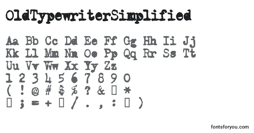Police OldTypewriterSimplified - Alphabet, Chiffres, Caractères Spéciaux