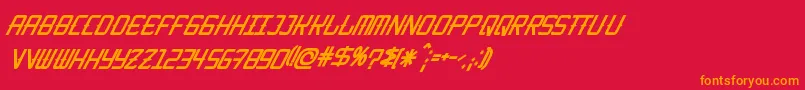 フォントKitchencowboyItalic – 赤い背景にオレンジの文字