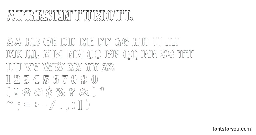 Schriftart APresentumotl – Alphabet, Zahlen, spezielle Symbole