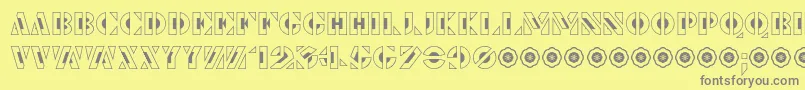 フォントLePochoirCreux – 黄色の背景に灰色の文字