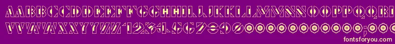 LePochoirCreux Font – Yellow Fonts on Purple Background