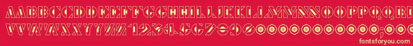 LePochoirCreux Font – Yellow Fonts on Red Background