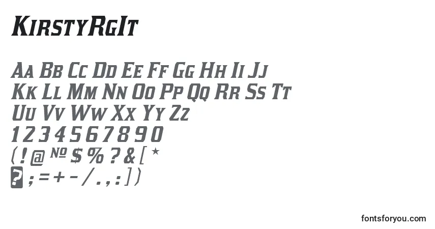 KirstyRgIt-fontti – aakkoset, numerot, erikoismerkit