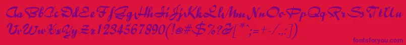 フォントBaileyItalic – 赤い背景に紫のフォント
