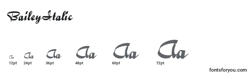 BaileyItalic Font Sizes