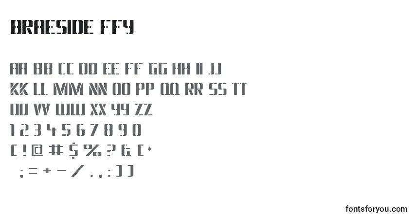 A fonte Braeside ffy – alfabeto, números, caracteres especiais