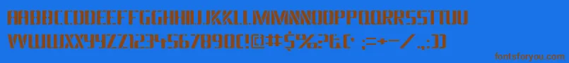 フォントBraeside ffy – 茶色の文字が青い背景にあります。