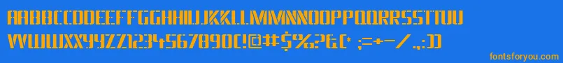 フォントBraeside ffy – オレンジ色の文字が青い背景にあります。