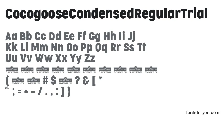 CocogooseCondensedRegularTrial-fontti – aakkoset, numerot, erikoismerkit