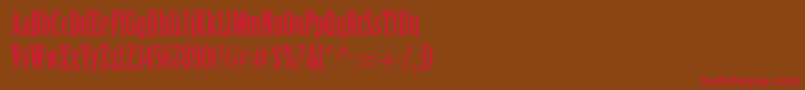 フォントBirchstd – 赤い文字が茶色の背景にあります。