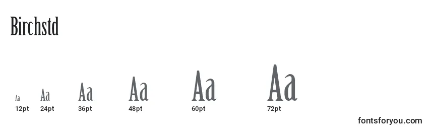 Birchstd Font Sizes