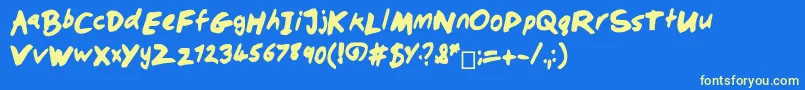 Dobbochisel Font – Yellow Fonts on Blue Background