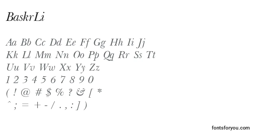 A fonte BaskrLi – alfabeto, números, caracteres especiais