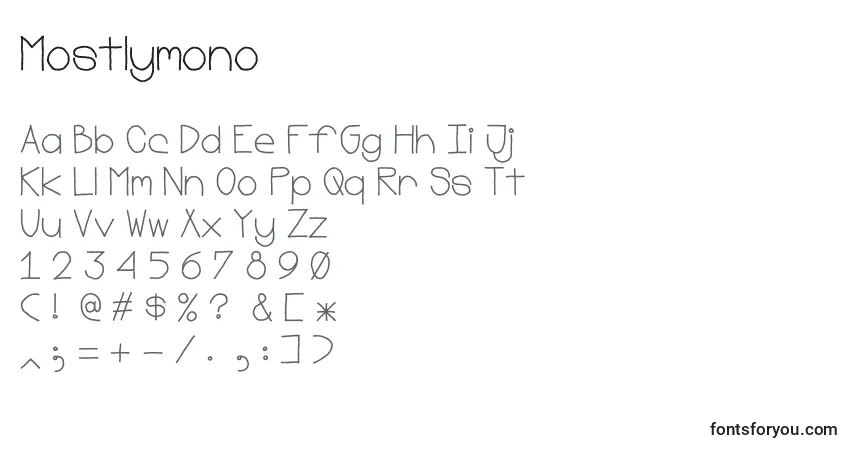 Schriftart Mostlymono – Alphabet, Zahlen, spezielle Symbole