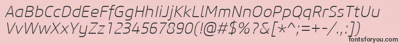 CoreSansM25ExtralightItalic Font – Black Fonts on Pink Background