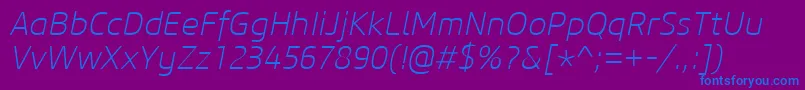 CoreSansM25ExtralightItalic Font – Blue Fonts on Purple Background