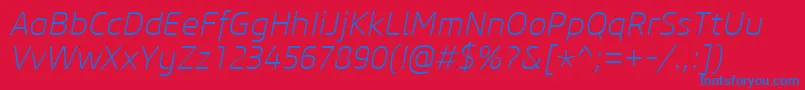 CoreSansM25ExtralightItalic Font – Blue Fonts on Red Background