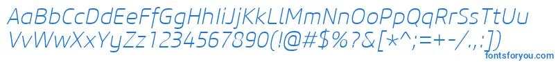 Подробнее о шрифте CoreSansM25ExtralightItalic Шрифт CoreSansM25ExtralightItalic – синие шрифты
