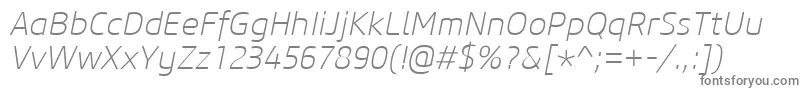 フォントCoreSansM25ExtralightItalic – 灰色のフォント