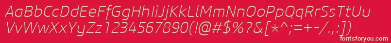 CoreSansM25ExtralightItalic Font – Green Fonts on Red Background