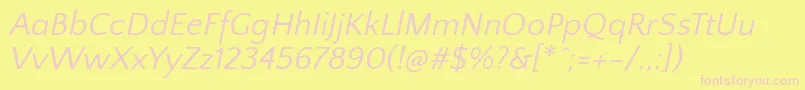 QuattrocentosansItalic Font – Pink Fonts on Yellow Background