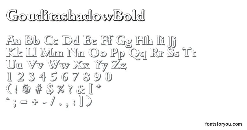 Fuente GouditashadowBold - alfabeto, números, caracteres especiales