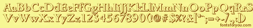 GouditashadowBold-fontti – ruskeat fontit keltaisella taustalla
