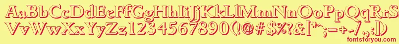 GouditashadowBold-Schriftart – Rote Schriften auf gelbem Hintergrund