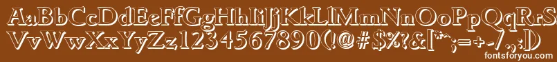 GouditashadowBold-fontti – valkoiset fontit ruskealla taustalla