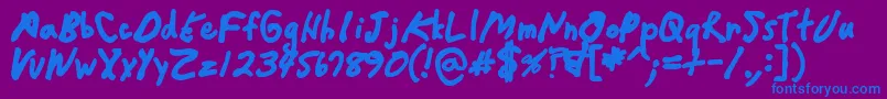Crappydanblack-Schriftart – Blaue Schriften auf violettem Hintergrund