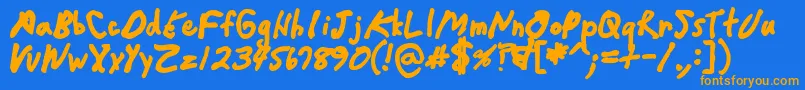 Crappydanblack-Schriftart – Orangefarbene Schriften auf blauem Hintergrund