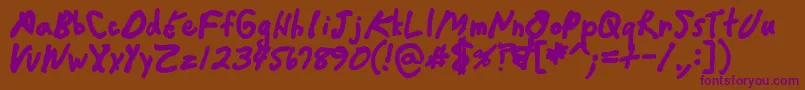 Crappydanblack-Schriftart – Violette Schriften auf braunem Hintergrund