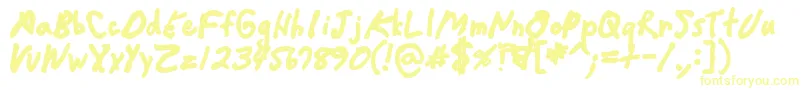 Crappydanblack-Schriftart – Gelbe Schriften auf weißem Hintergrund