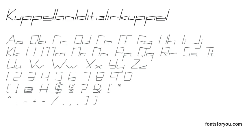 Шрифт Kuppelbolditalickuppel – алфавит, цифры, специальные символы