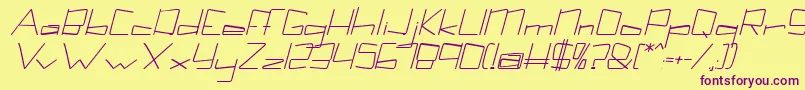 Kuppelbolditalickuppel Font – Purple Fonts on Yellow Background