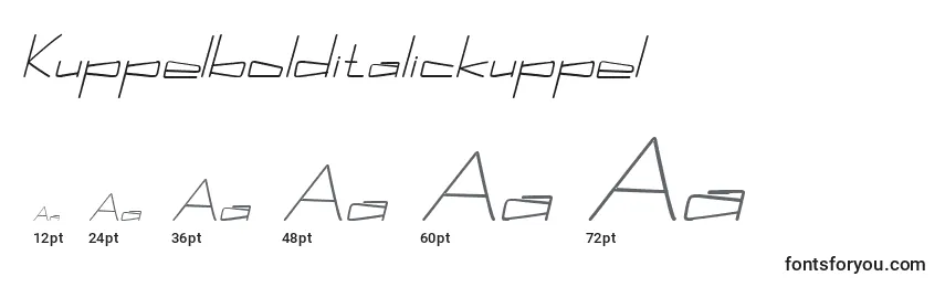 Размеры шрифта Kuppelbolditalickuppel