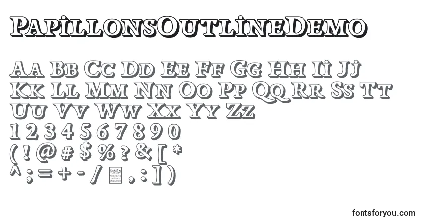 PapillonsOutlineDemo Font – alphabet, numbers, special characters