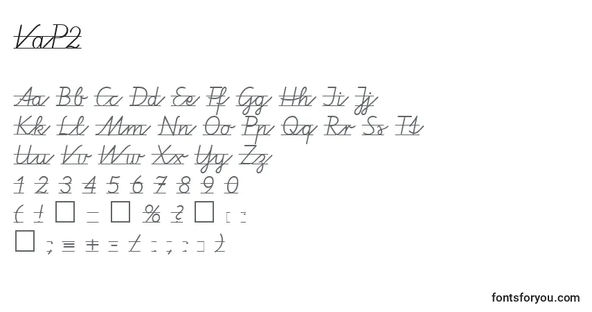 Schriftart VaP2 – Alphabet, Zahlen, spezielle Symbole