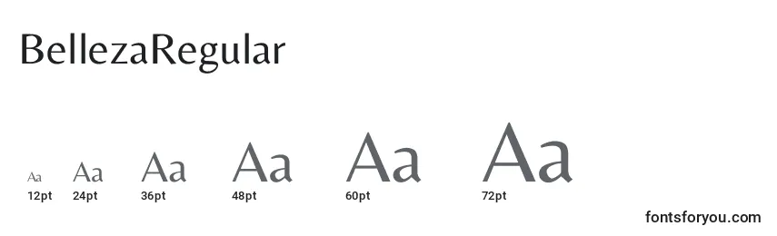 Размеры шрифта BellezaRegular
