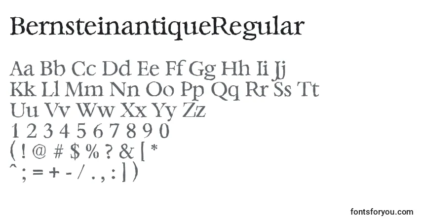 Czcionka BernsteinantiqueRegular – alfabet, cyfry, specjalne znaki