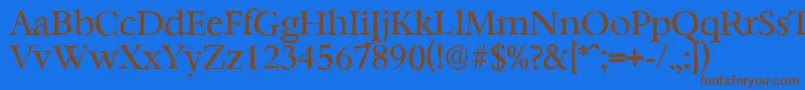 フォントBernsteinantiqueRegular – 茶色の文字が青い背景にあります。