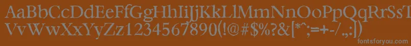 BernsteinantiqueRegular-Schriftart – Graue Schriften auf braunem Hintergrund