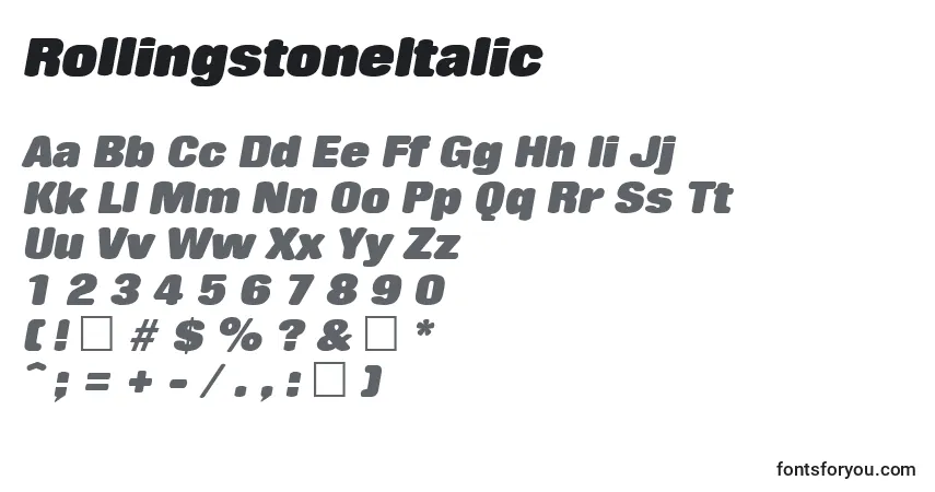 Fuente RollingstoneItalic - alfabeto, números, caracteres especiales